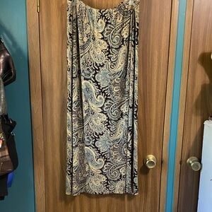 Coldwater Creek Black and Cream Paisley Pencil Skirt EUC